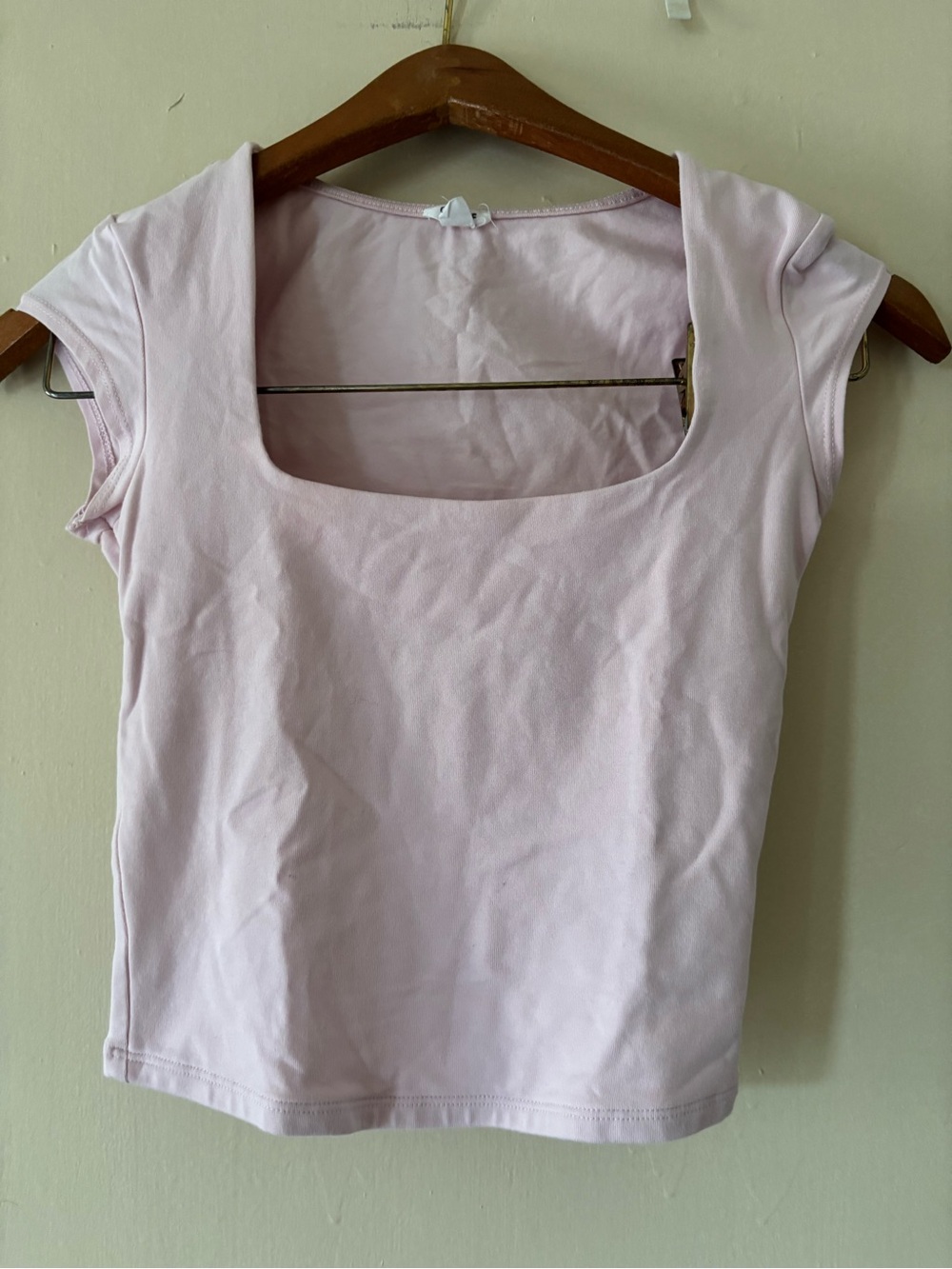 Garage Light Pink Square Neck Cap Sleeve Top